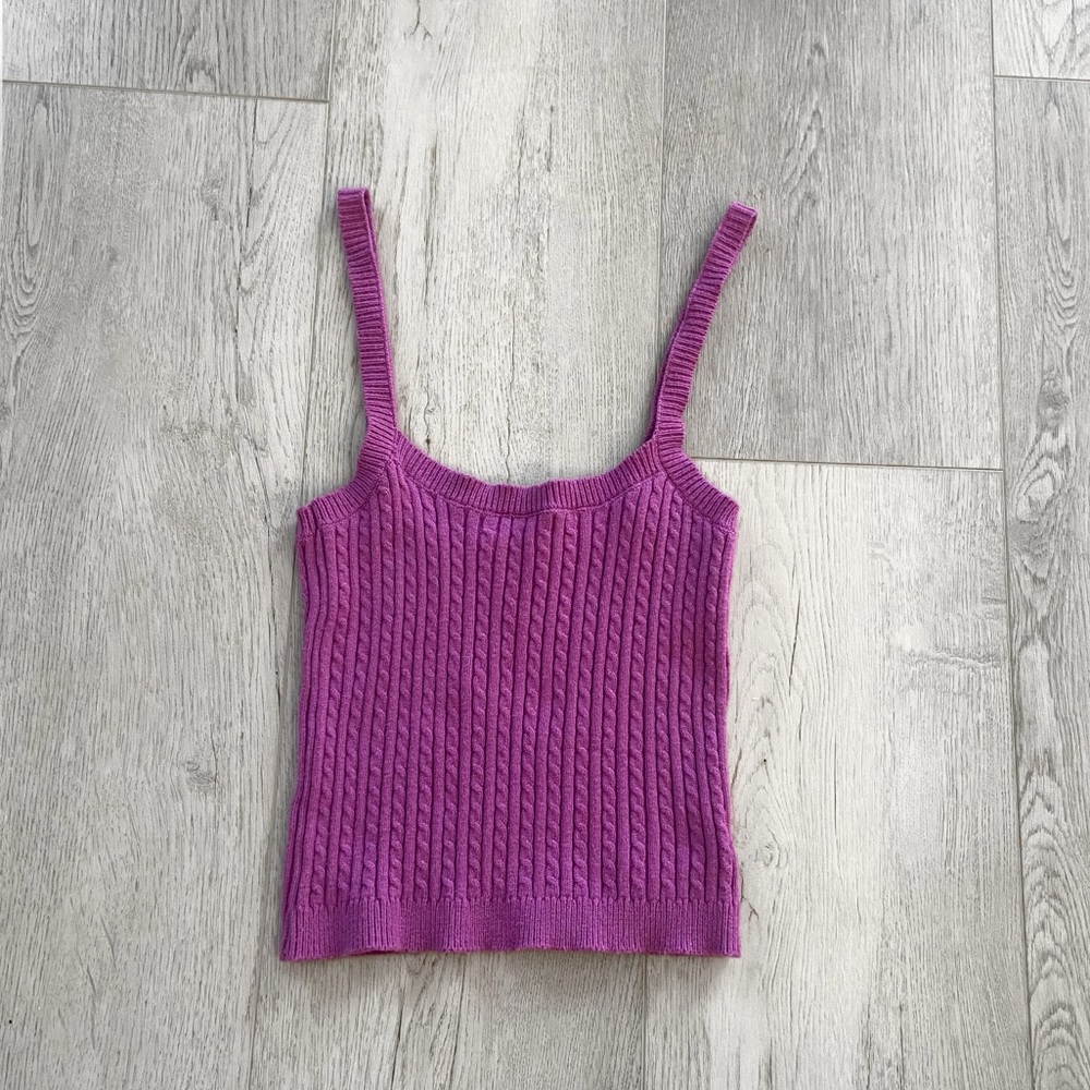 Pink Rose | Women's Purple Cable Knit Camisole